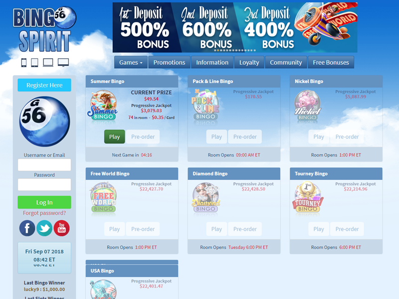 Bingo spirit $50 Bingo spirit $50