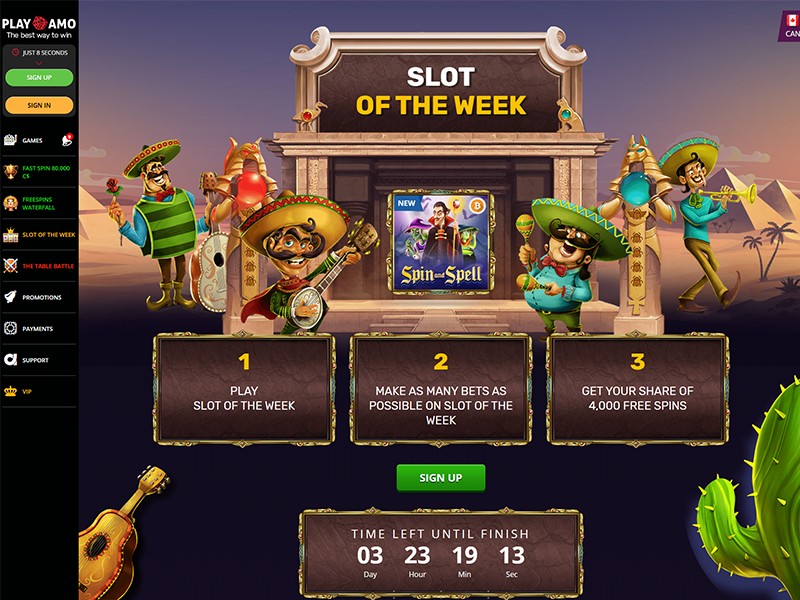 Playamo Casino Interface